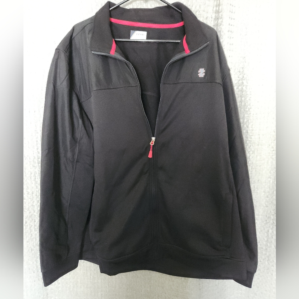 Izod Black Performance Jacket with Red Accents